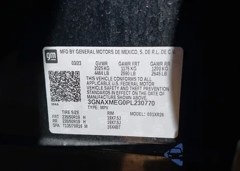2023 Chevrolet Equinox Fwd Rs from USA, damaged, VIN 3GNAXMEG0PL230770
